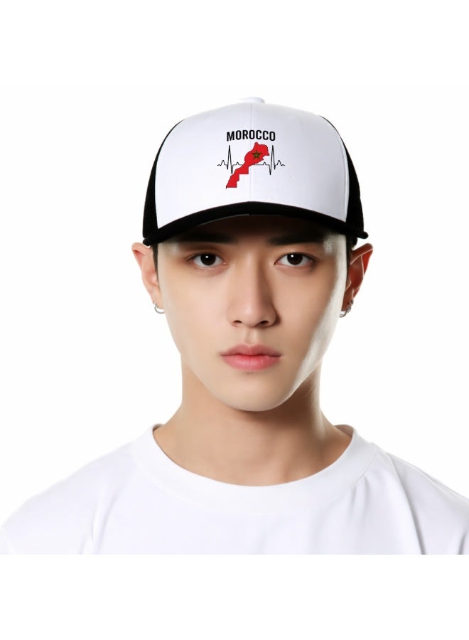 برينت شوب فور مي قبعة شبكية مغربية مع إغلاق بلاستيكي للرجال والنساء - مثالية للرياضة والأنشطة الخارجية والملابس الكاجوال - هدية رائعة لمحبي المغرب والمناسبات - Image 3